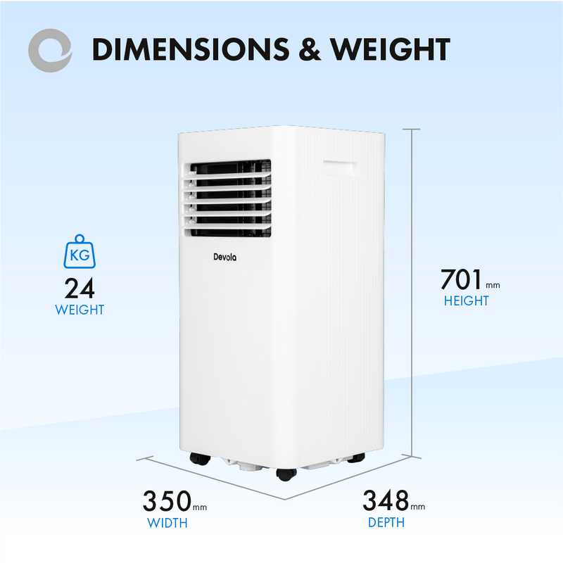 Devola Portable Air Conditioner - 9000BTU - White - DVAC09CW, Image 9 of 11