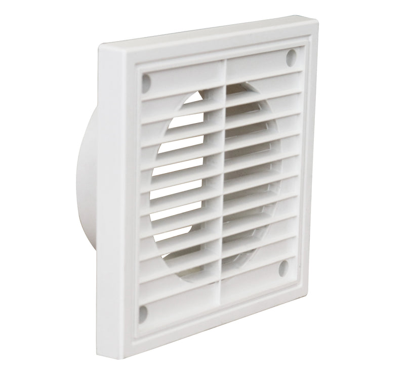 Manrose 100mm/4" External Wall Grille White with Round Spigot and Fixed Louvre Fascia - 1152W, Image 1 of 1