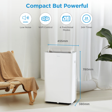 Midea 9000BTU 2.6kW Portable Air Conditioning Unit - MPPQ-09CRN7-MID-WIFI, Image 8 of 12