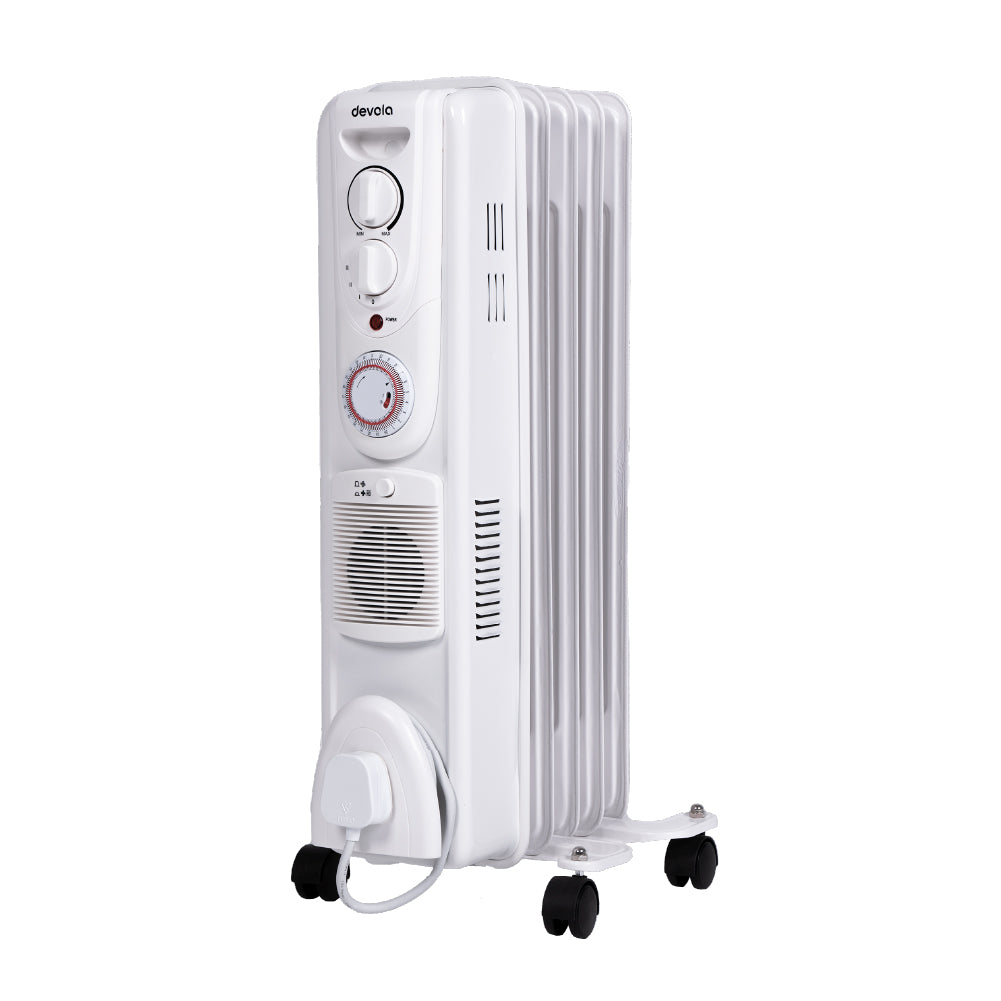 Devola 1500W Oil Filled Radiator (5 Fin) White - DVSOR5F15W – Air Con Centre