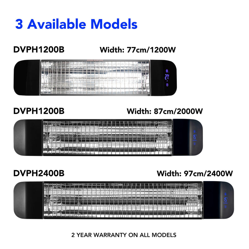Devola 2000W Wi-Fi Patio Radiant Heater - Black - DVPH2000B, Image 9 of 9