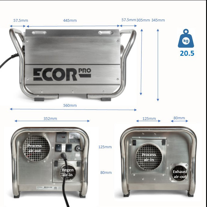 Ecor Pro DH3511 45 Litre Commercial Dehumidifier, Image 3 of 7