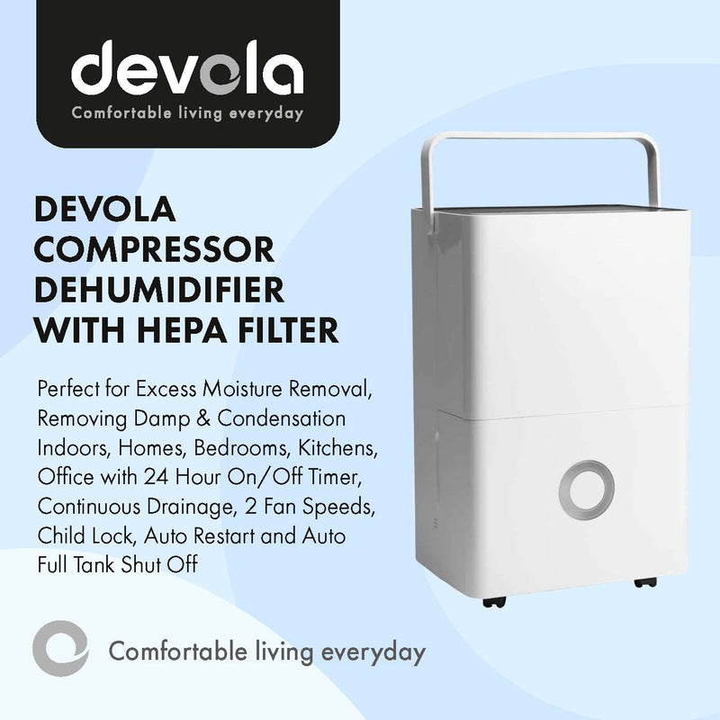 Devola 20L Compressor WiFi Dehumidifier with HEPA Filter - DV20QHWF, Image 2 of 9