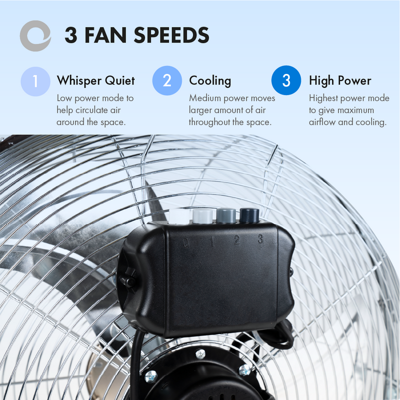 Devola High Power 80W 3 Speed 20-inch DC Floor Fan - Chrome - DV20FFC - Return Unit, Image 7 of 9