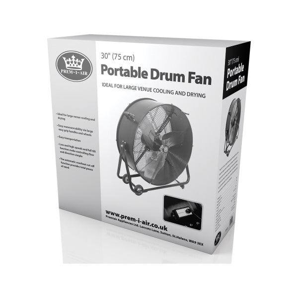 Prem-I-Air 30 inch Portable Drum Fan (75cm) - EH1235, Image 4 of 4