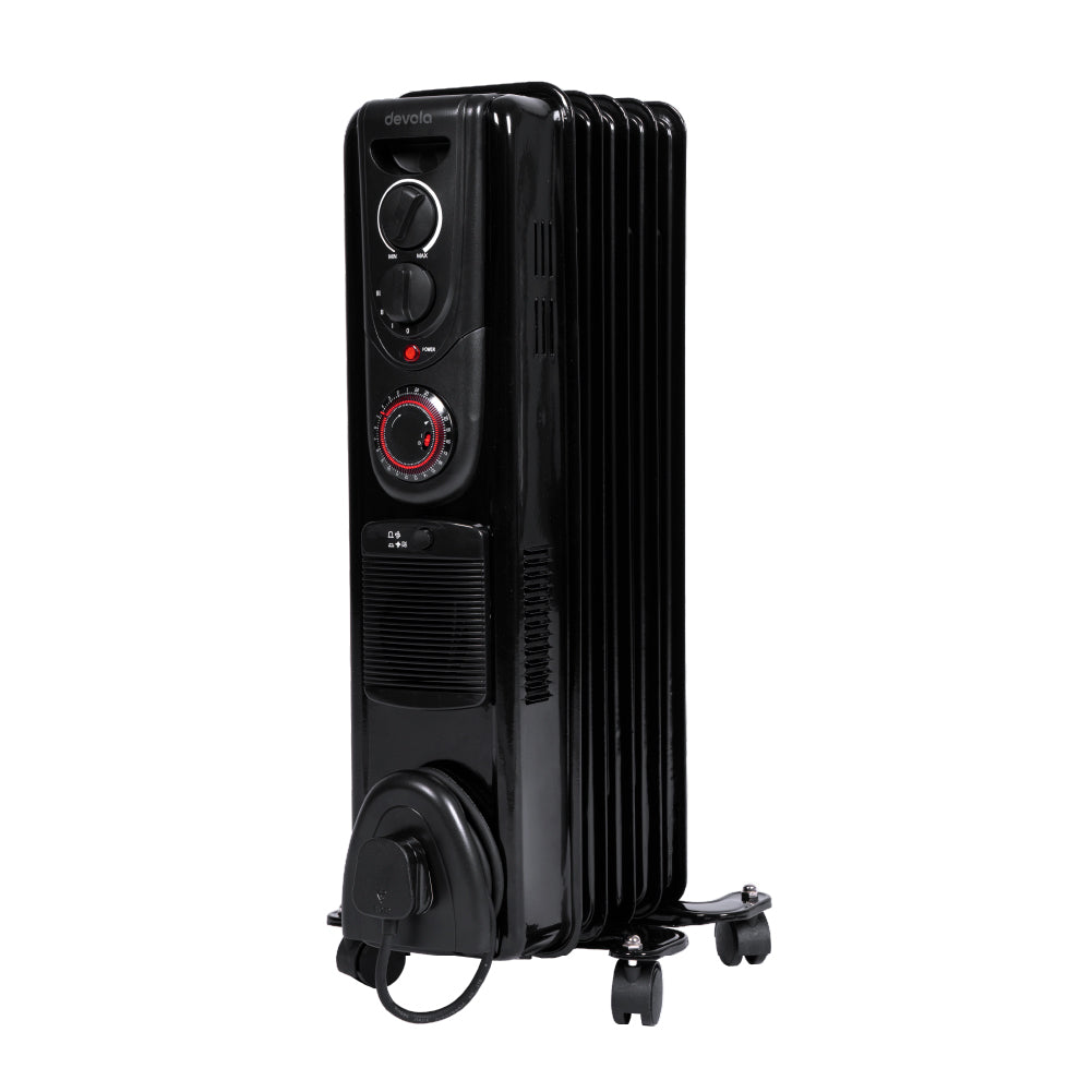 Devola 1500W Oil Filled Radiator (5 Fin) Black - DVSOR5F15B – Air Con Centre