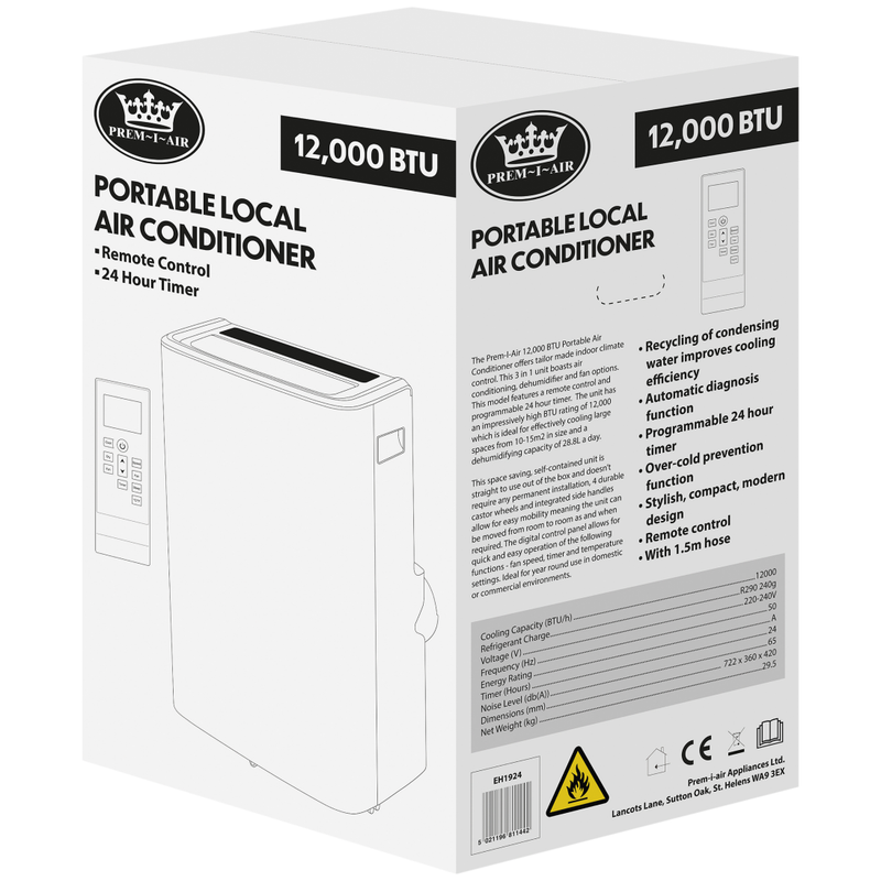 Premiair 12,000Btu Portable Air Conditioner - EH1924, Image 5 of 5