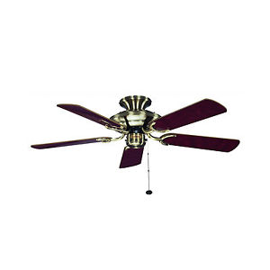 Fantasia Mayfair 42inch. Ceiling Fan with Gloss Mahogany/ Gloss Oak and Cane Blade - Antique Brass - 110057, Image 1 of 1
