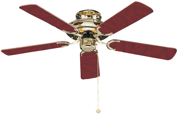 Fantasia Mayfair 42inch. Ceiling Fan with Gloss Mahogany/Gloss Oak and Cane Blade - Polished Brass - 110682, Image 1 of 1