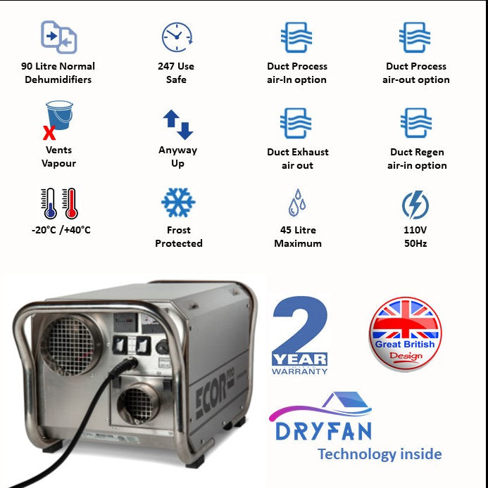 Ecor Pro DH3511 45 Litre Commercial Dehumidifier, Image 4 of 7