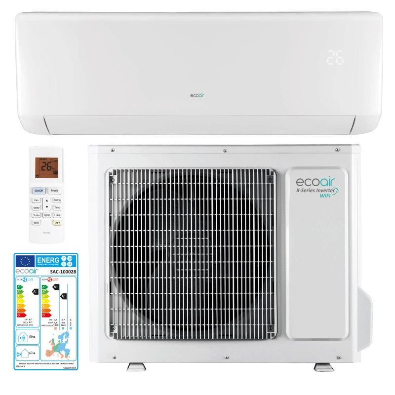 Ecoair Wall Mounted Air Conditioner  Inverter Air Conditioning 24000BTU WiFi X Series - ECO2420SD, Image 1 of 5