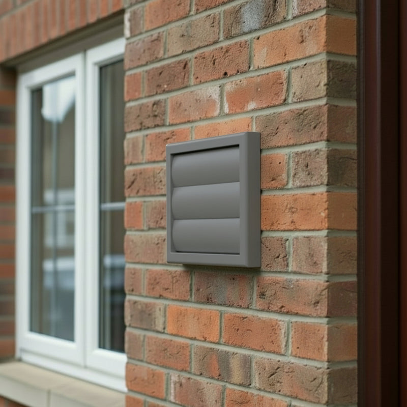 Blauberg 100m (4") Gravity Shutter Wall Vent Cover - DECOR 155X155- 100G SLATE GREY, Image  of 3