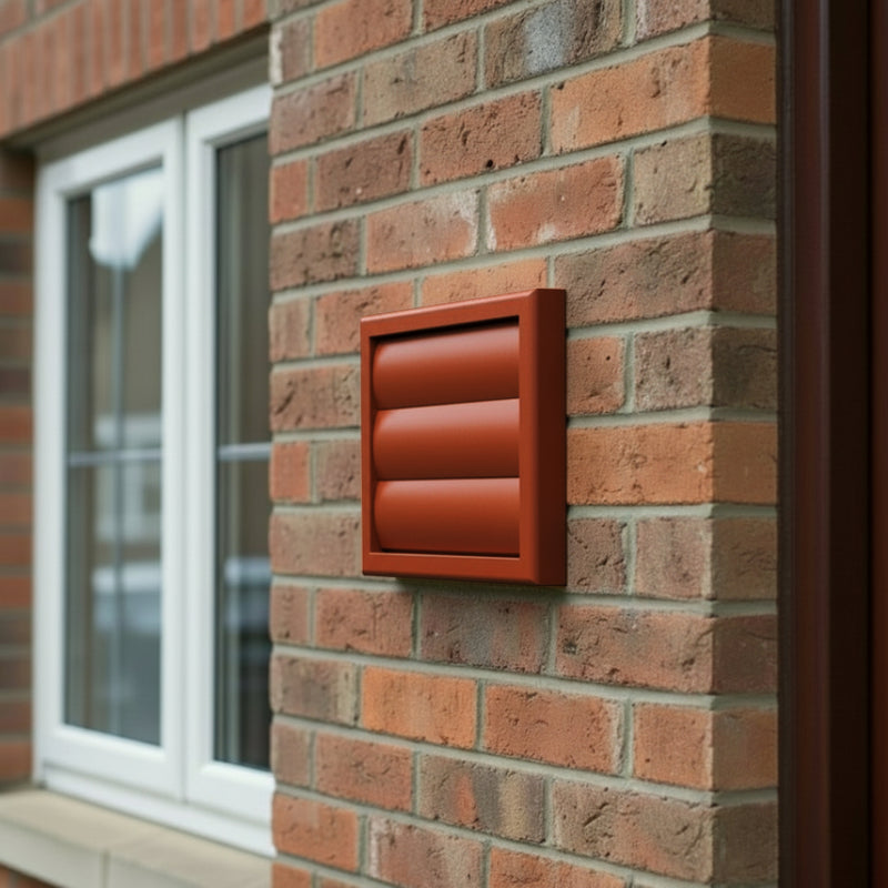Blauberg Plastic Gravity Shutter Vent - 100mm - Terracotta Brick - DECOR155X155-100GTERRACOTTA, Image  of 3