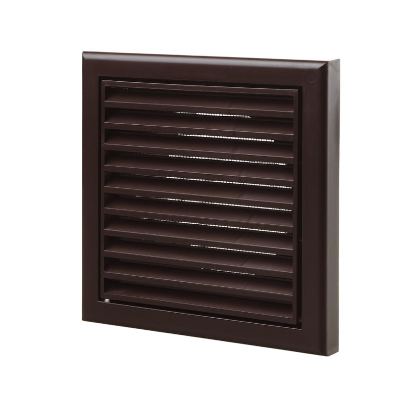 Blauberg Air Ventilation Louvred Grille 125mm Vented Fixed Blade - Brown - DECOR185X185-125SBROWN, Image  of 3