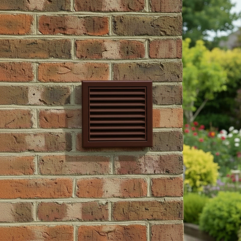 Blauberg Air Ventilation Louvred Grille 125mm Vented Fixed Blade - Brown - DECOR185X185-125SBROWN, Image  of 3