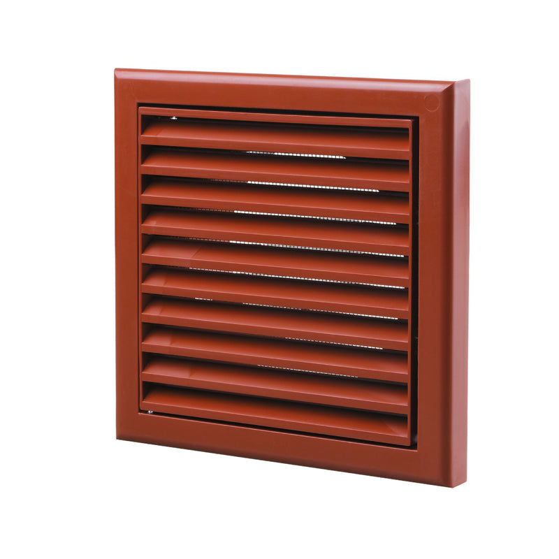 Blauberg Air Ventilation Louvred Grille 100mm Vented Fixed Blade - Terracotta Brick - DECOR155X155-100STERRACOTTA, Image  of 3