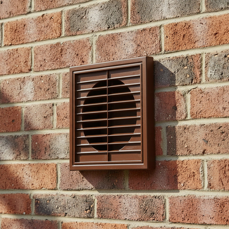 100mm 4 Fixed Louvre Grille - Brown - 1152B, Image  of 2