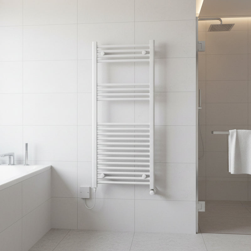 Kudox 150W Straight Electric Towel Rail 400x700mm, White - KTR150STR4X7W - 345272, Image  of 2