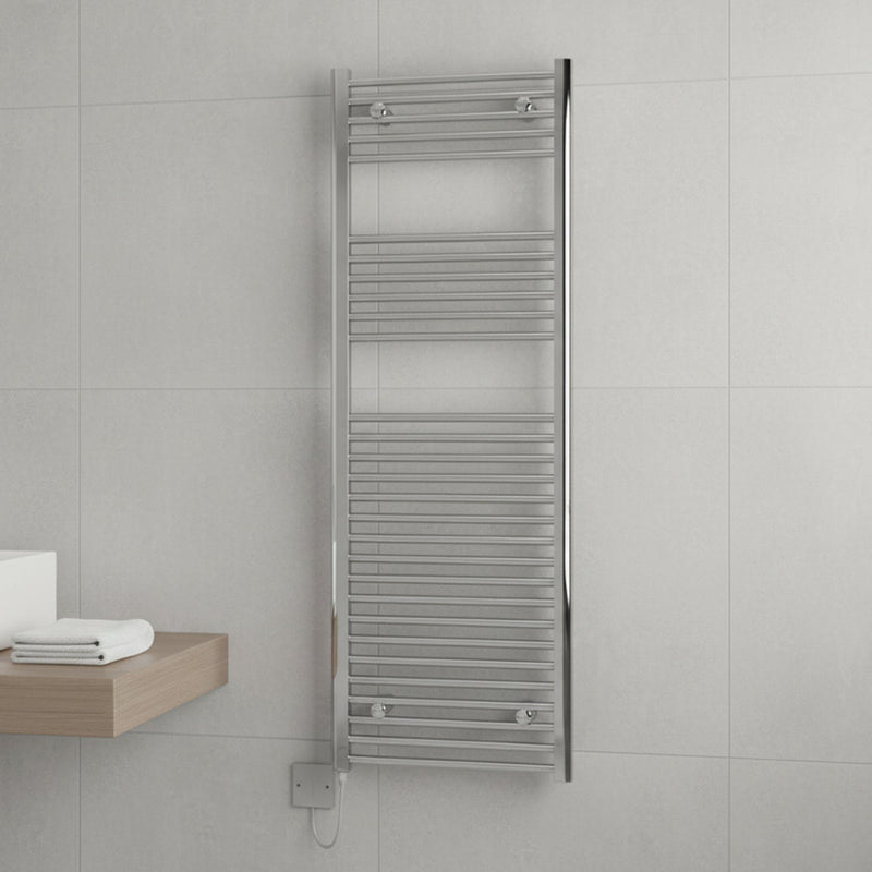 Kudox 600W Straight Electric Towel Rail 600x1800mm, Chrome - KTR600STR6X18C - 346224, Image  of 2