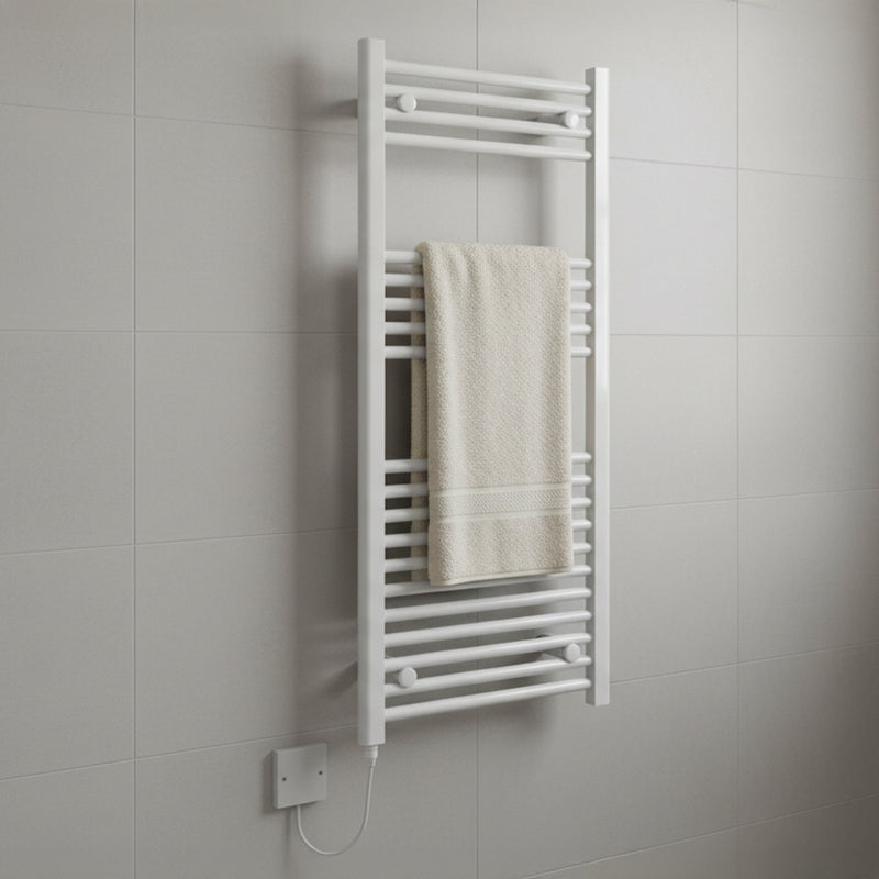 Kudox 400W Straight Electric Towel Rail 500x1200mm, White - KTR400STR5X12W - 349140, Image  of 2