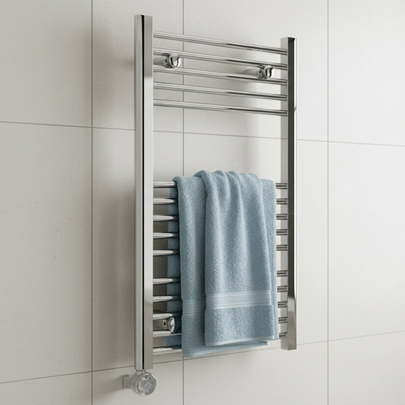 Kudox 200W Straight Thermostatic Towel Rail 500x800mm, Chrome - KTR200STRTH5X8C - 349942, Image  of 3