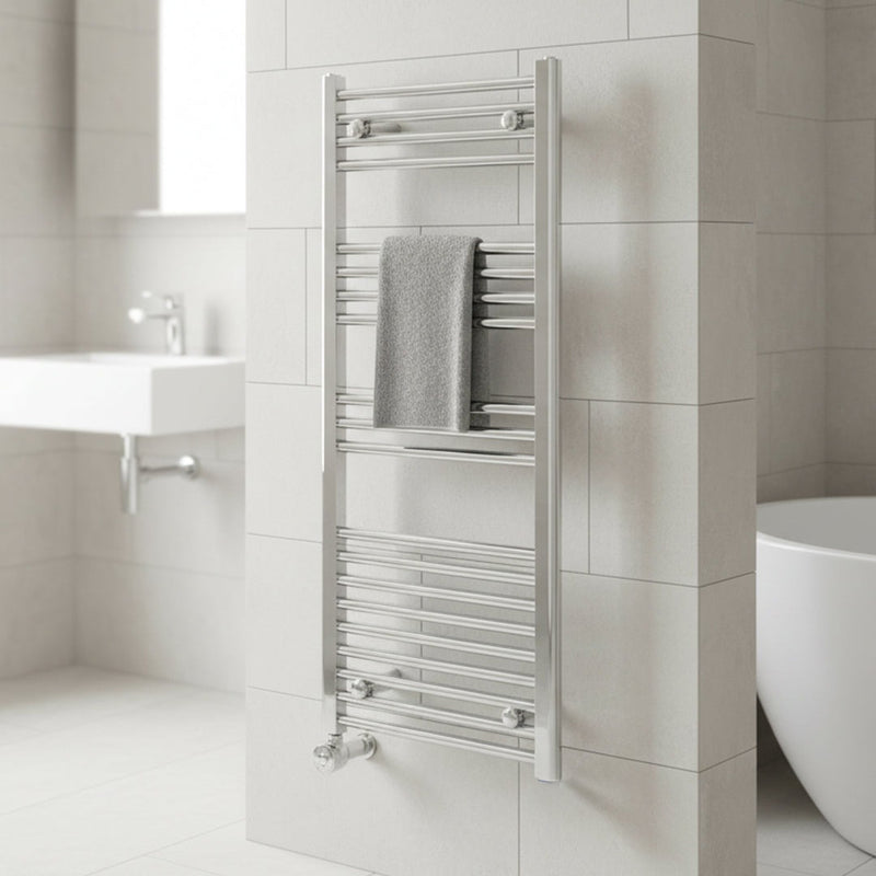 Kudox 400W Straight Thermostatic Towel Rail 500x1500mm, Chrome - KTR400STRTH5X15C - 349966, Image  of 2