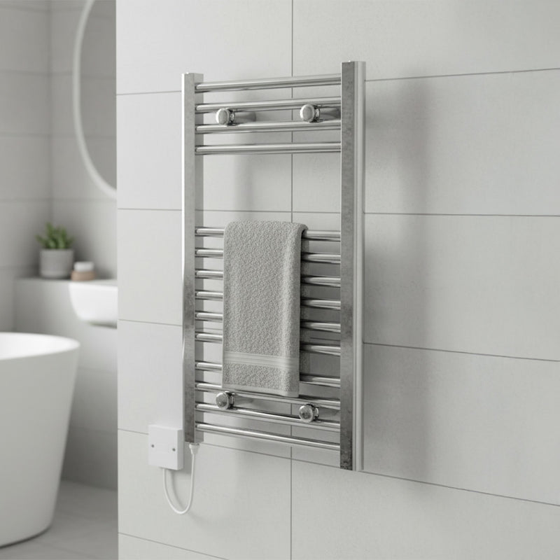 Kudox 150W Straight Electric Towel Rail 400x700mm, Chrome - KTR150STR4X7C - 429285, Image  of 2
