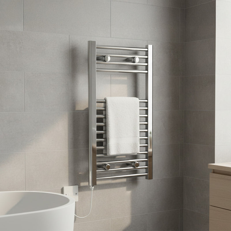 Kudox 250W Curved Electric Towel Rail 500x1100mm, Chrome - KTR250CUR5X11C - 429308, Image  of 2