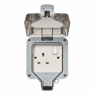 Forum Zinc Fused Spur with Neon IP66 - Grey - ZN-38870