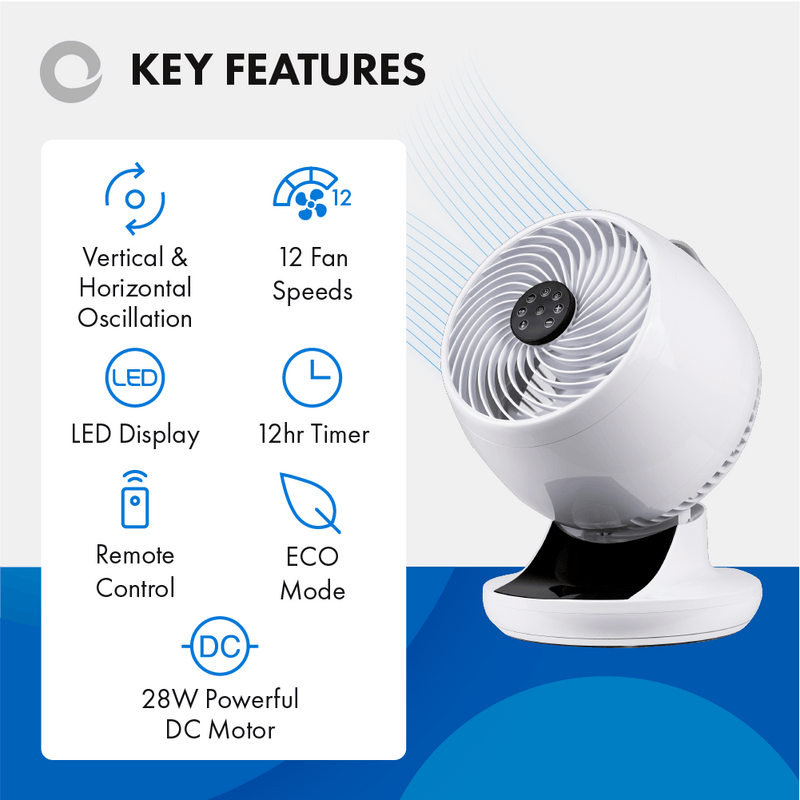 Devola Ultra Quiet 28W 12 Speed 9-inch DC Desk Fan - White - DV9DCDF, Image  of 10
