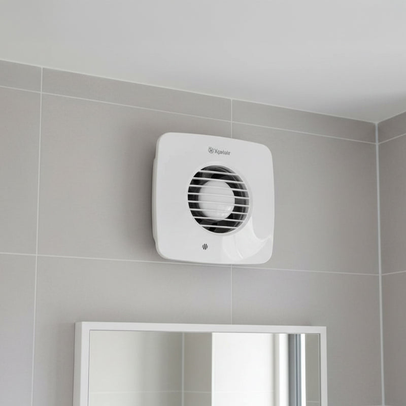 Xpelair 93019AW Simply Silent DX100BHTS Humidistat Square Intermittent Extractor Fan, Image  of 5
