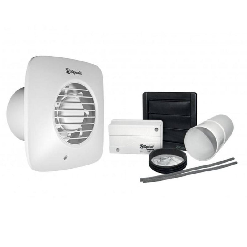 Xpelair Simply Silent LV100PIRS Square 100mm PIR Fan with Wall Kit - 93036AW, Image  of 4