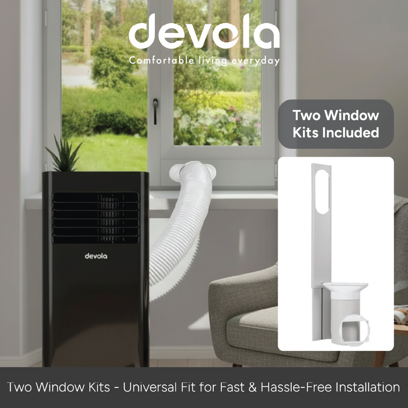 Devola Compact Portable Air Conditioner with Wi-Fi and 2x Window kits - 9000 BTU - Cooling - Black - DVAC9KB, Image  of 14
