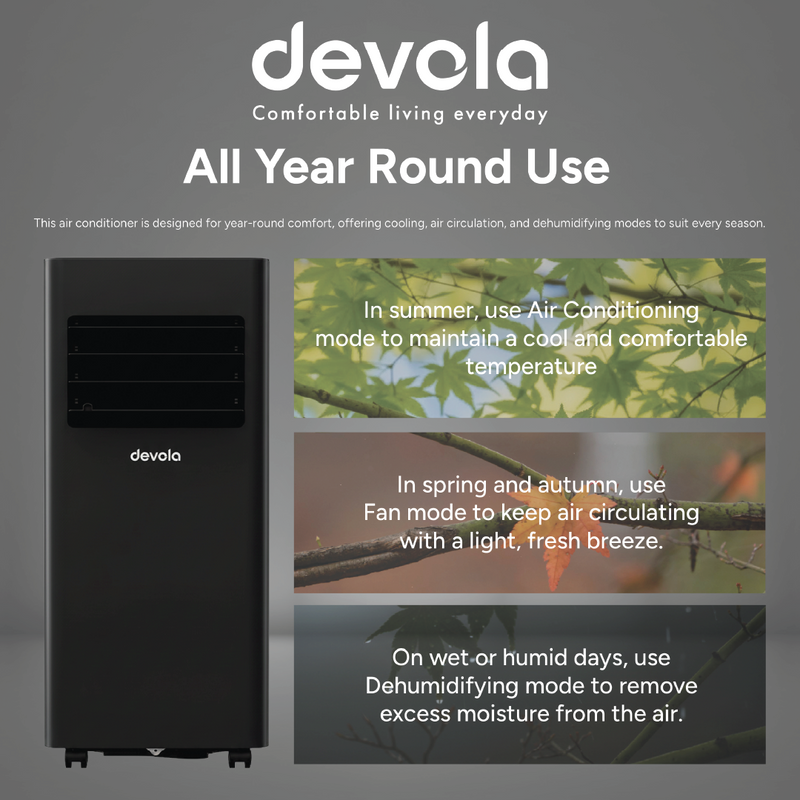 Devola Compact Portable Air Conditioner with Wi-Fi and 2x Window kits - 9000 BTU - Cooling - Black - DVAC9KB, Image  of 14