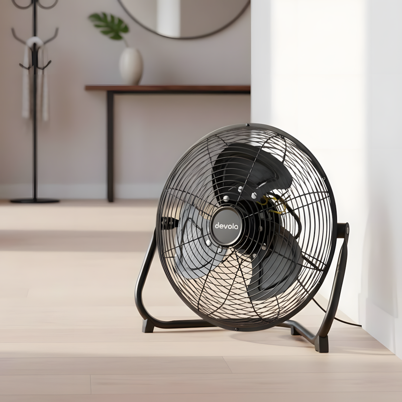 Devola 45W 3 Speed 12-inch Floor Fan - Black - DV12FFB, Image  of 4