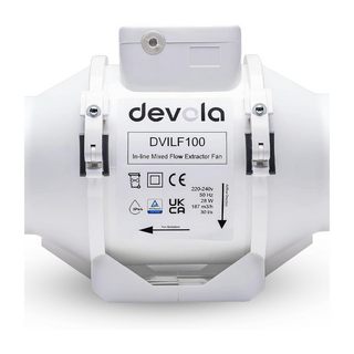 Devola 100mm In-Line Mixed Flow Extractor Fan - DVILF100