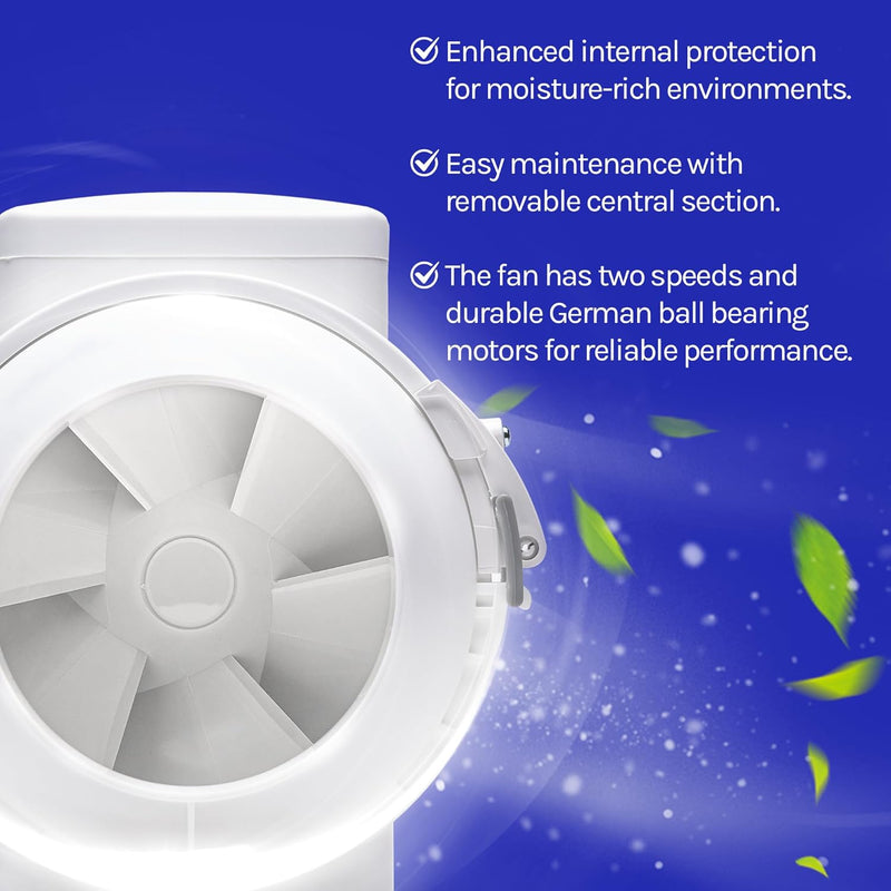 Devola 125mm In-Line Mixed Flow Fan with Timer - DVILF125T, Image  of 9