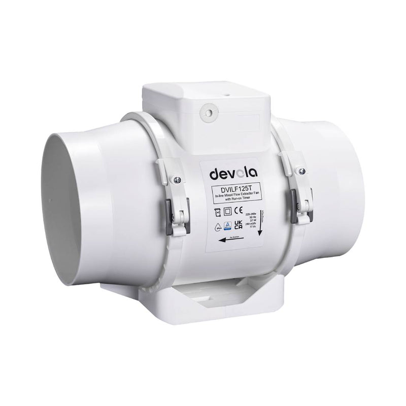 Devola 125mm In-Line Mixed Flow Fan with Timer - DVILF125T, Image  of 9