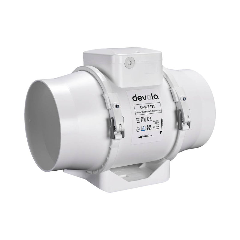Devola 125mm In-Line Mixed Flow Extractor Fan - DVILF125, Image  of 10