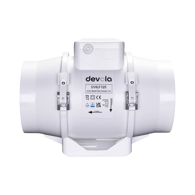 Devola 125mm In-Line Mixed Flow Extractor Fan - DVILF125, Image  of 10