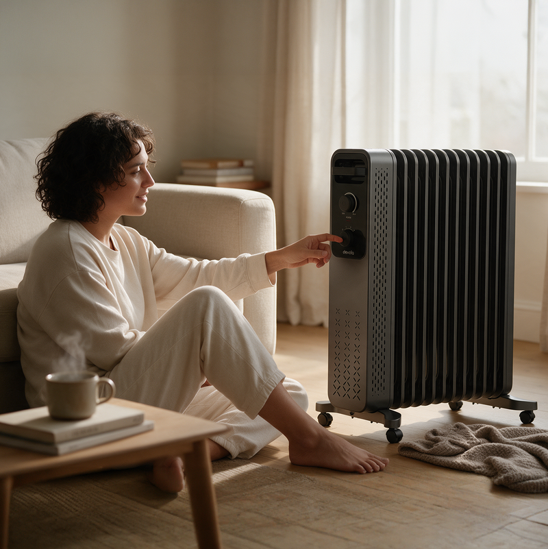 Devola 2500W Oil Filled Radiator with Mechanical Thermostat, Anthracite - DVOFRM2500B, Image  of 11