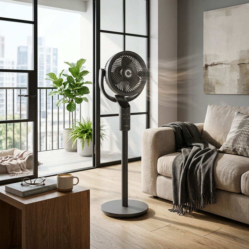 Devola Platinum Low Noise 8 Inch Air Circulator Pedestal Fan, Grey - DVPF8DCB, Image  of 9