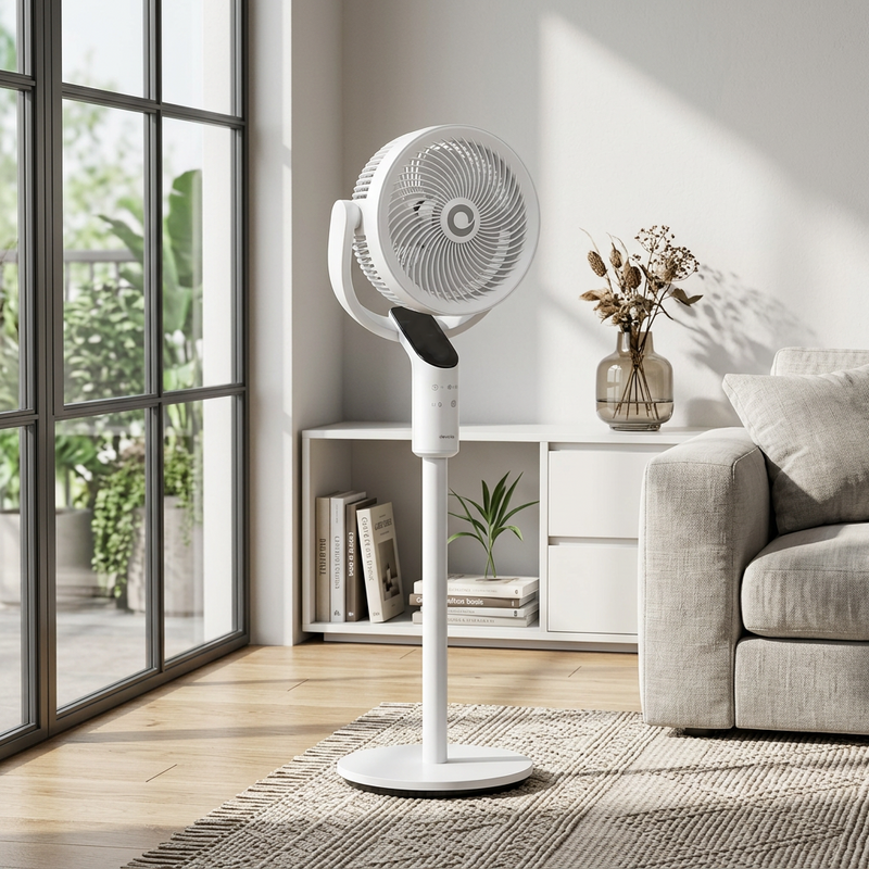 Devola Platinum Low Noise 8 Inch Air Circulator Pedestal Fan, White - DVPF8DCW, Image  of 9