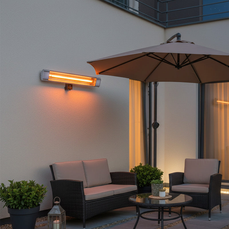 Devola Platinum 2.4kW Wall Mounted Patio Heater with Remote Control IP65 - Silver - DVPH24PWMSL, Image  of 4