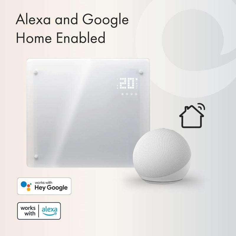 Devola 1000W Glass Panel Heater with Wifi app - White - DVPW1000WH, Image  of 11