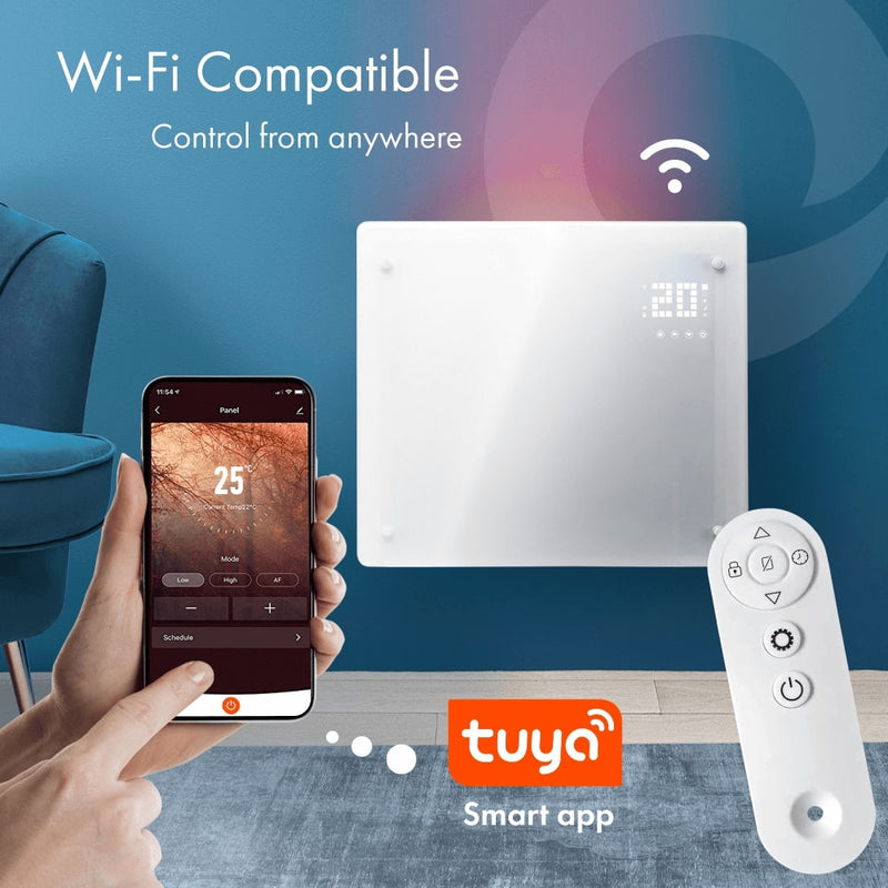 Devola 1000W Glass Panel Heater with Wifi app - White - DVPW1000WH, Image  of 11