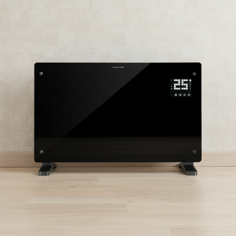 Devola Designer 2kW Smart Glass Panel Heater with Timer Black - DVPW2000B, Image  of 11