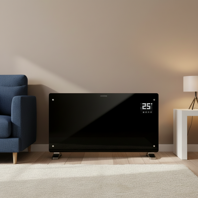 Devola Designer 2.5kW Smart Glass Panel Heater with Timer Black - DVPW2500B, Image  of 11
