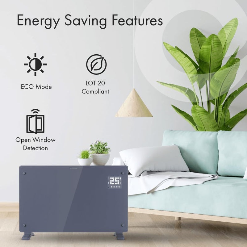 Devola 2500W Glass Panel Heater with Wifi app - Grey - DVPW2500G, Image  of 10