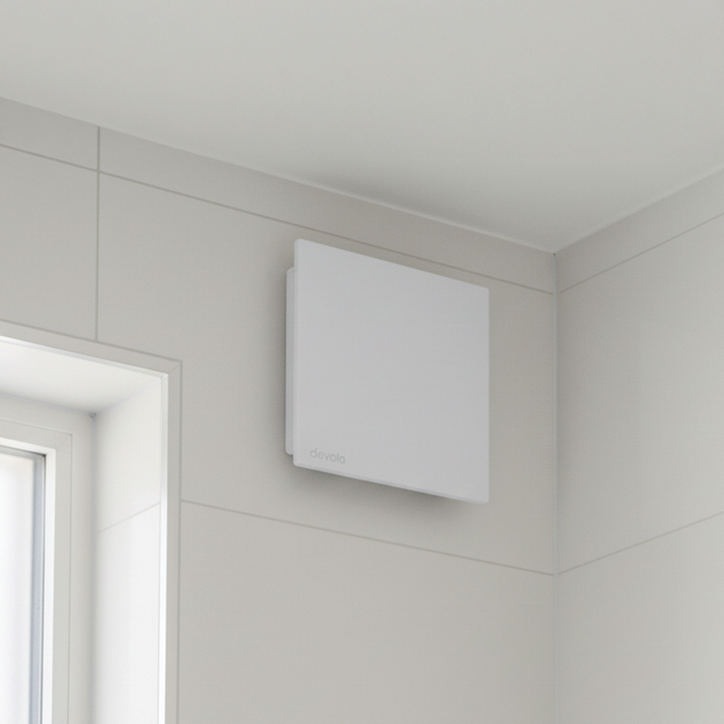Devola 100mm Quiet Mixed Flow Tile Bathroom Extractor Fan with Humidity Sensor - DVQTF100H, Image  of 13